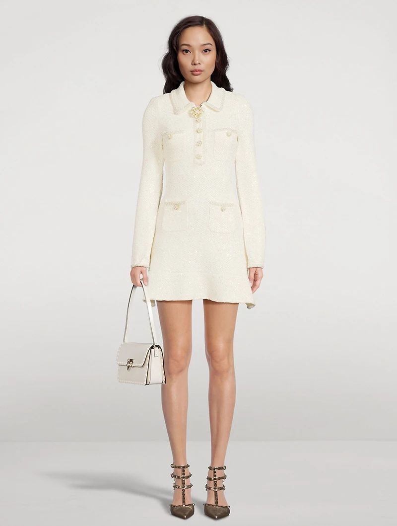 Sequin Knit Pearl Mini Dress