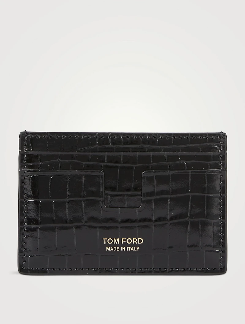 Glossy Card Holder In Croc Print