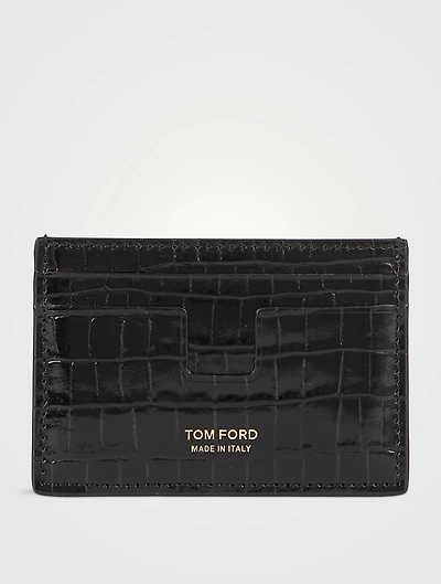 Glossy Card Holder In Croc Print
