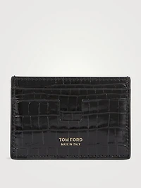 Glossy Card Holder In Croc Print