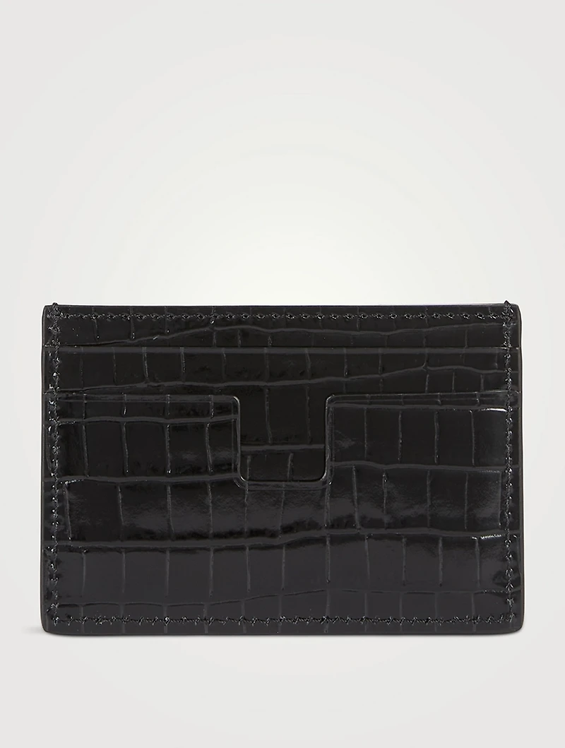 Glossy Card Holder In Croc Print