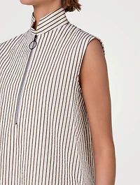 Seersucker Sleeveless Top Striped Print