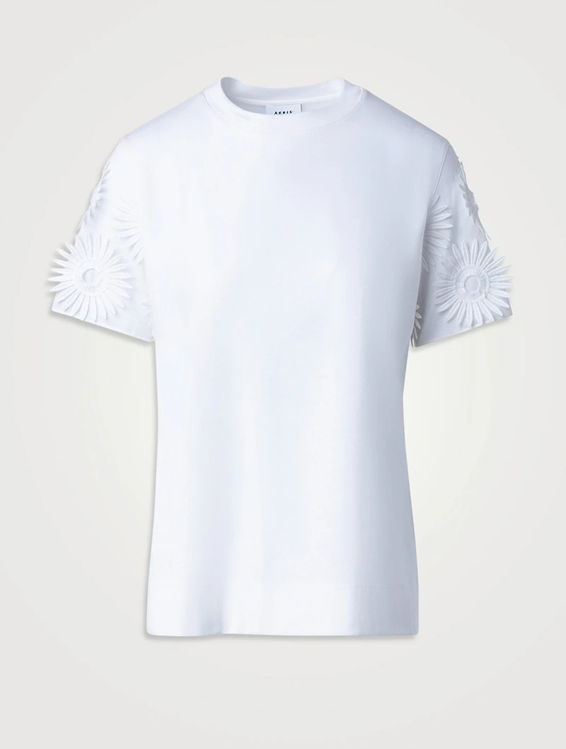 Cotton T-Shirt With Floral Embroidery