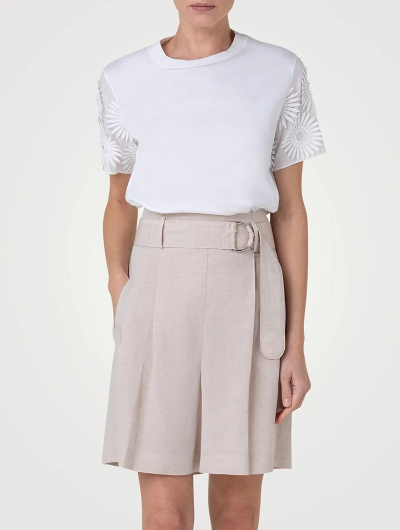 Cotton T-Shirt With Floral Embroidery