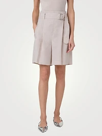 Fiorellina Linen-Blend Belted Shorts