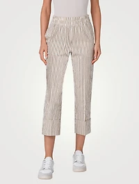 Farell Seersucker Cropped Pants Striped Print