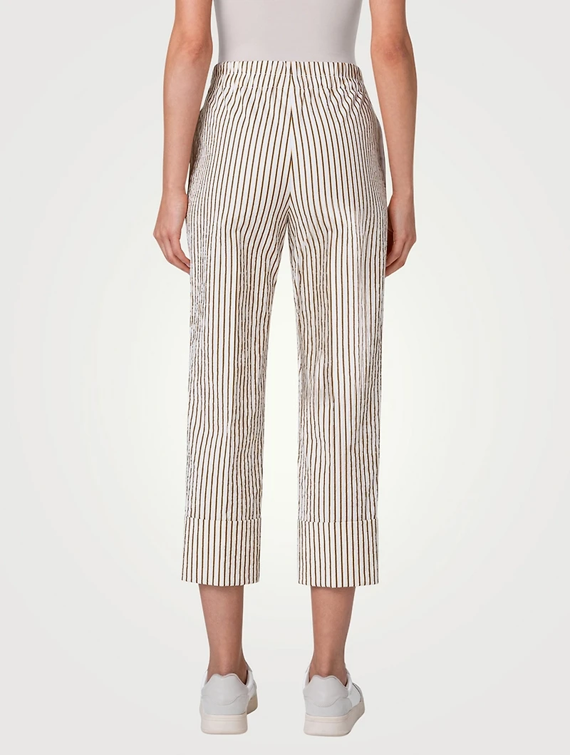 Farell Seersucker Cropped Pants Striped Print