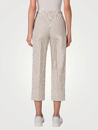 Farell Seersucker Cropped Pants Striped Print