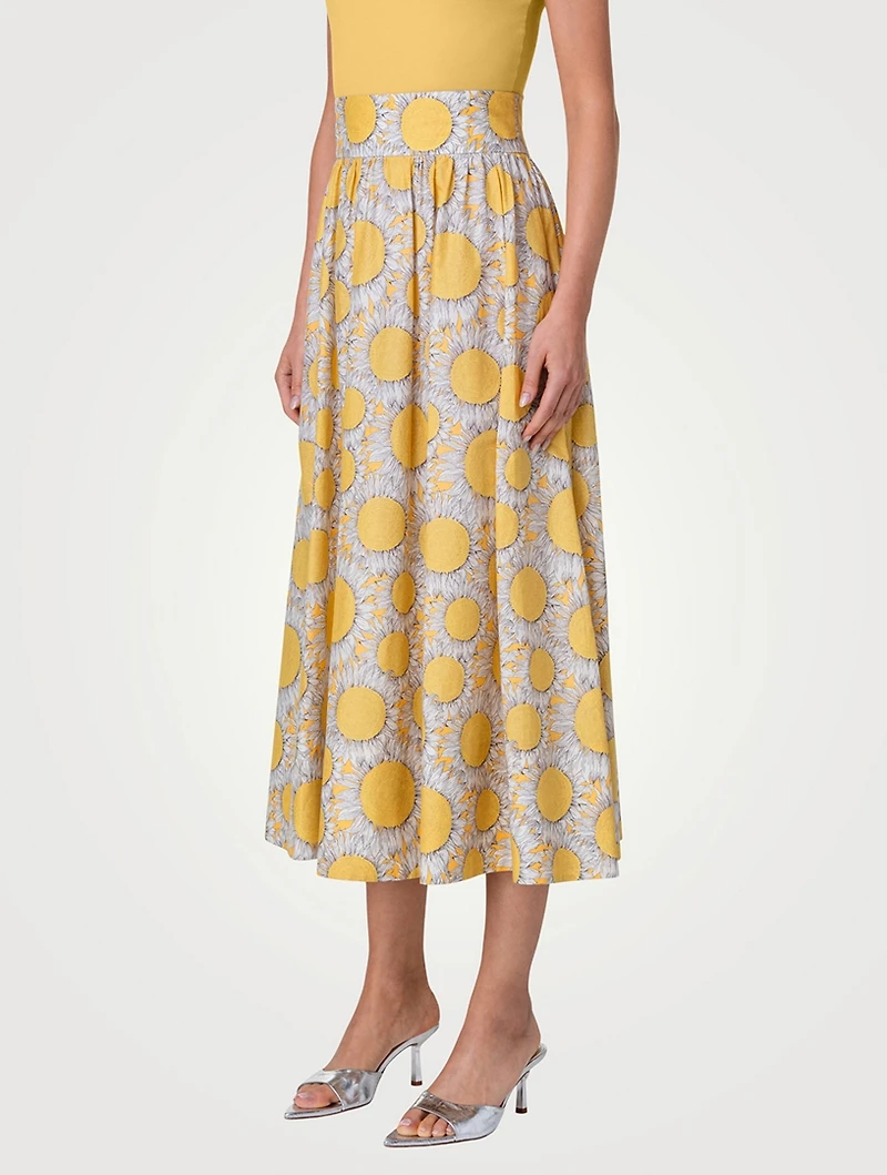 Cotton Midi Skirt Sunshine Print