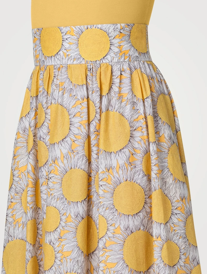 Cotton Midi Skirt Sunshine Print