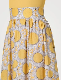 Cotton Midi Skirt Sunshine Print