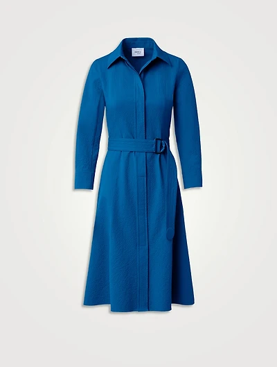 Belted Seersucker Shirt Dress