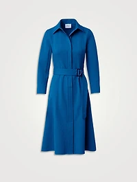 Belted Seersucker Shirt Dress