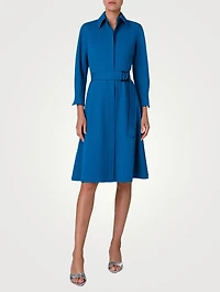 Belted Seersucker Shirt Dress
