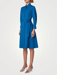 Belted Seersucker Shirt Dress