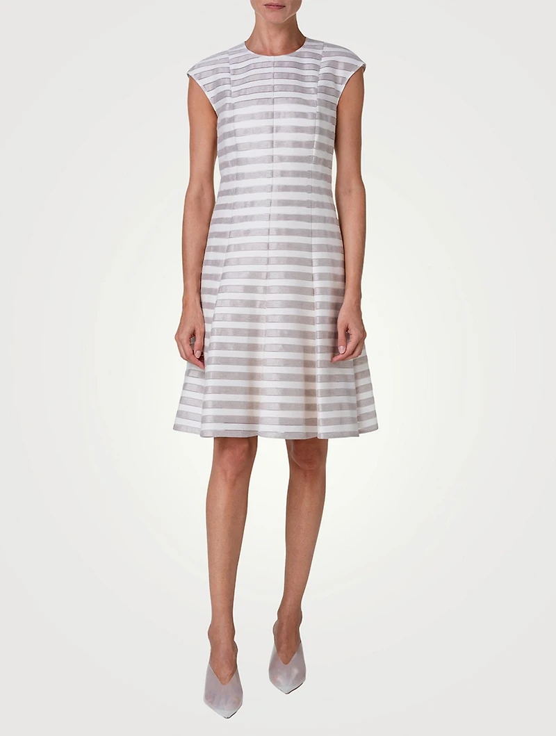 Linen And Cotton Dress Striped Print