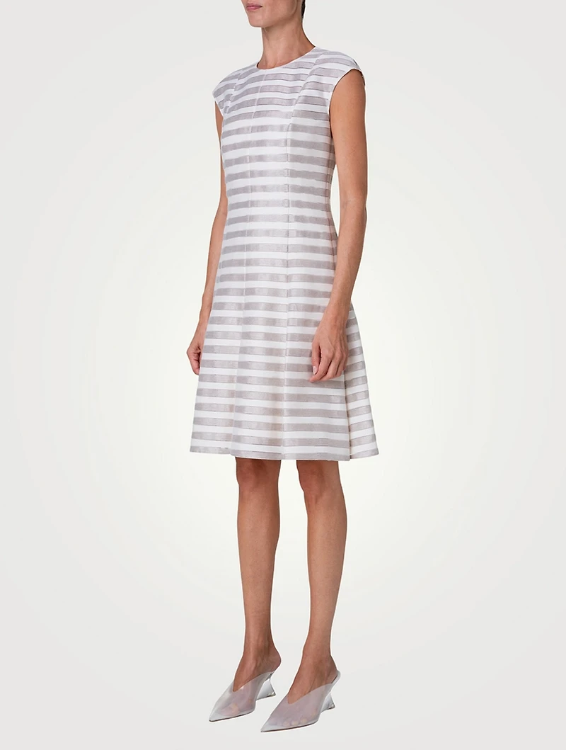 Linen And Cotton Dress Striped Print