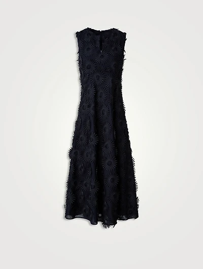 Cotton Floral Embroidery Midi Dress