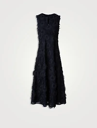 Cotton Floral Embroidery Midi Dress