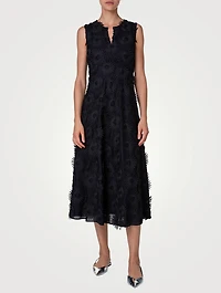 Cotton Floral Embroidery Midi Dress