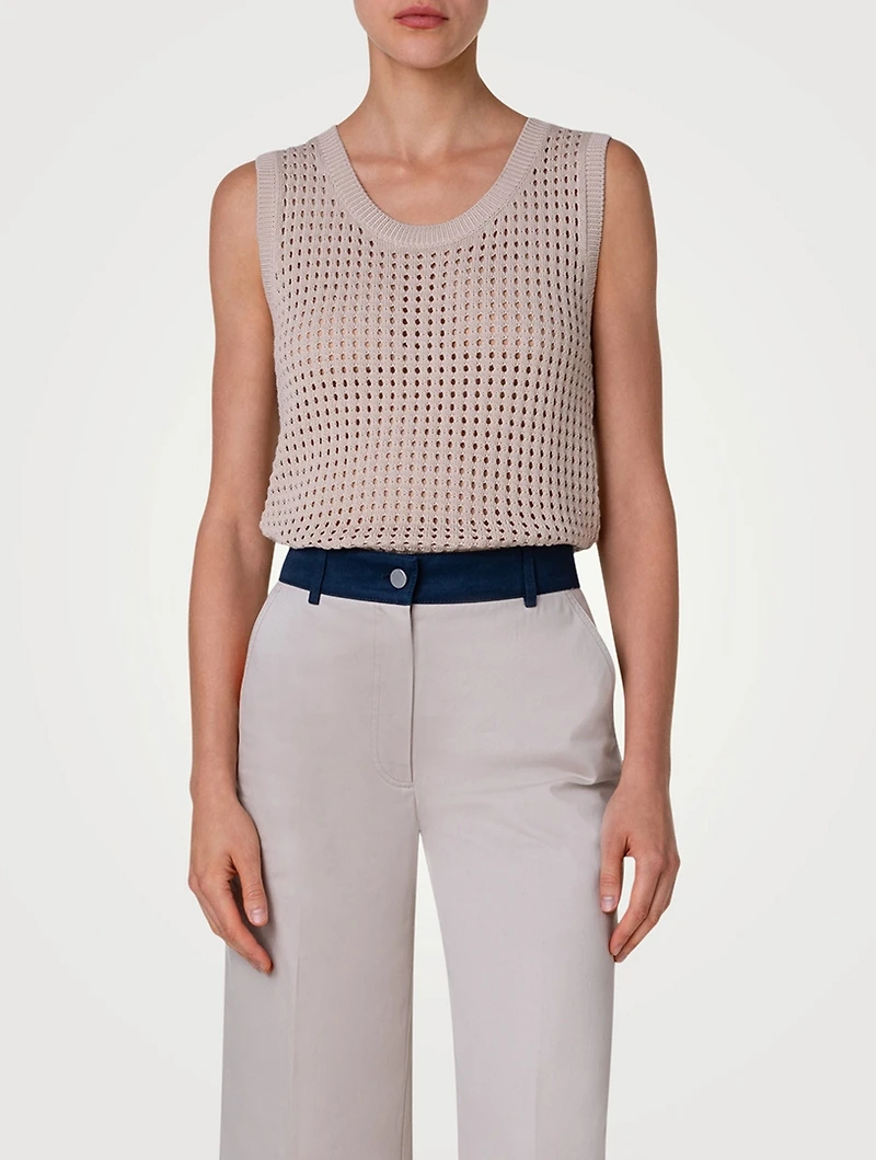 Cotton Mesh Sleeveless Sweater