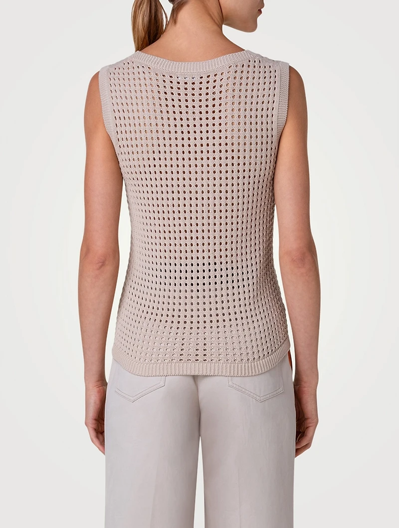 Cotton Mesh Sleeveless Sweater