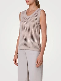 Cotton Mesh Sleeveless Sweater