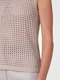 Cotton Mesh Sleeveless Sweater