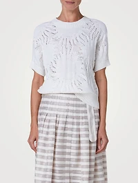 Cotton Short-Sleeve Sweater