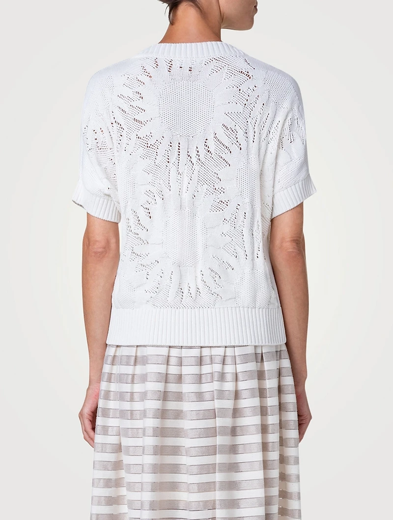 Cotton Short-Sleeve Sweater