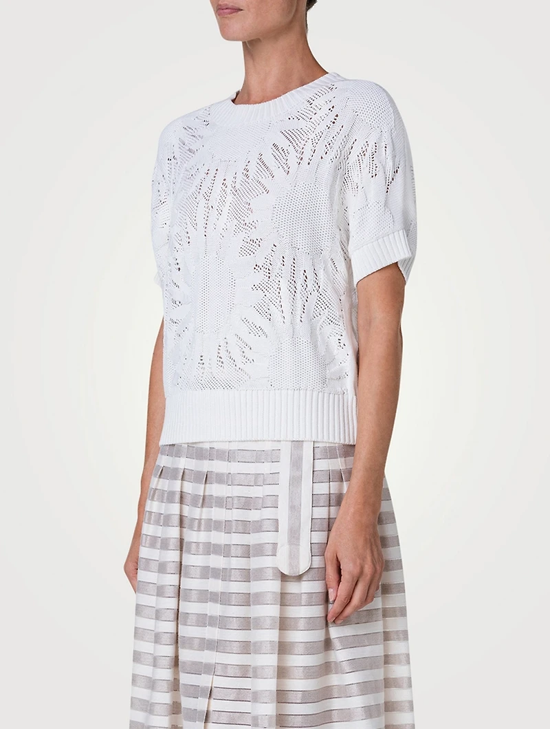 Cotton Short-Sleeve Sweater
