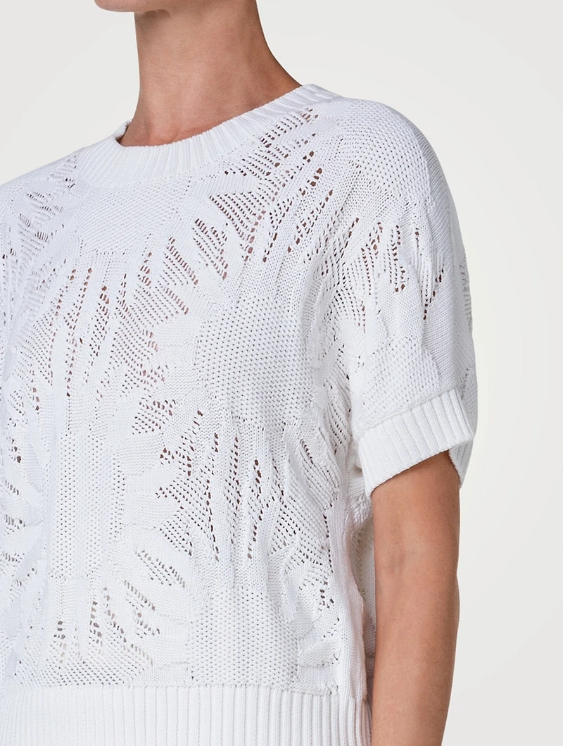Cotton Short-Sleeve Sweater