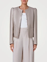 Linen And Cotton Collarless Jacket