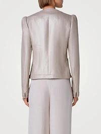 Linen And Cotton Collarless Jacket