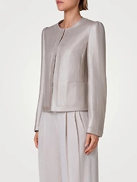 Linen And Cotton Collarless Jacket