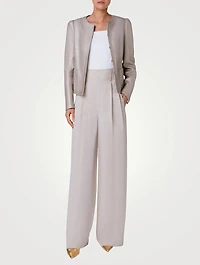 Linen And Cotton Collarless Jacket