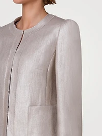 Linen And Cotton Collarless Jacket
