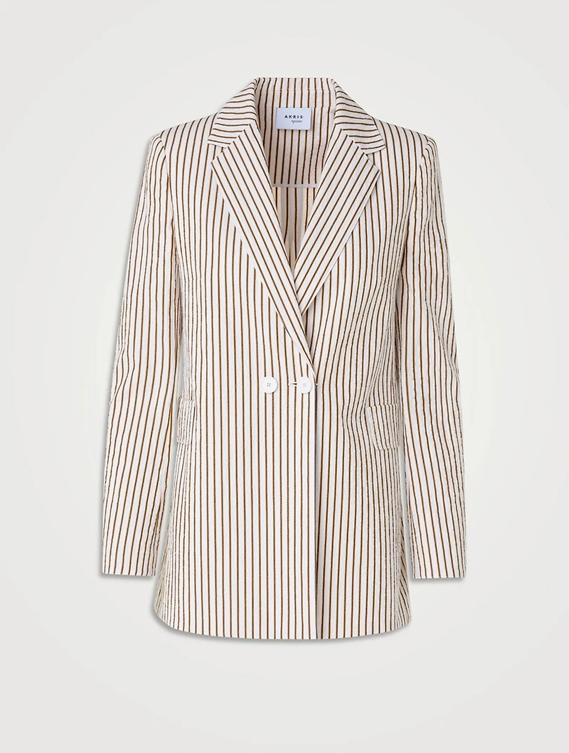Seersucker Blazer Striped Print