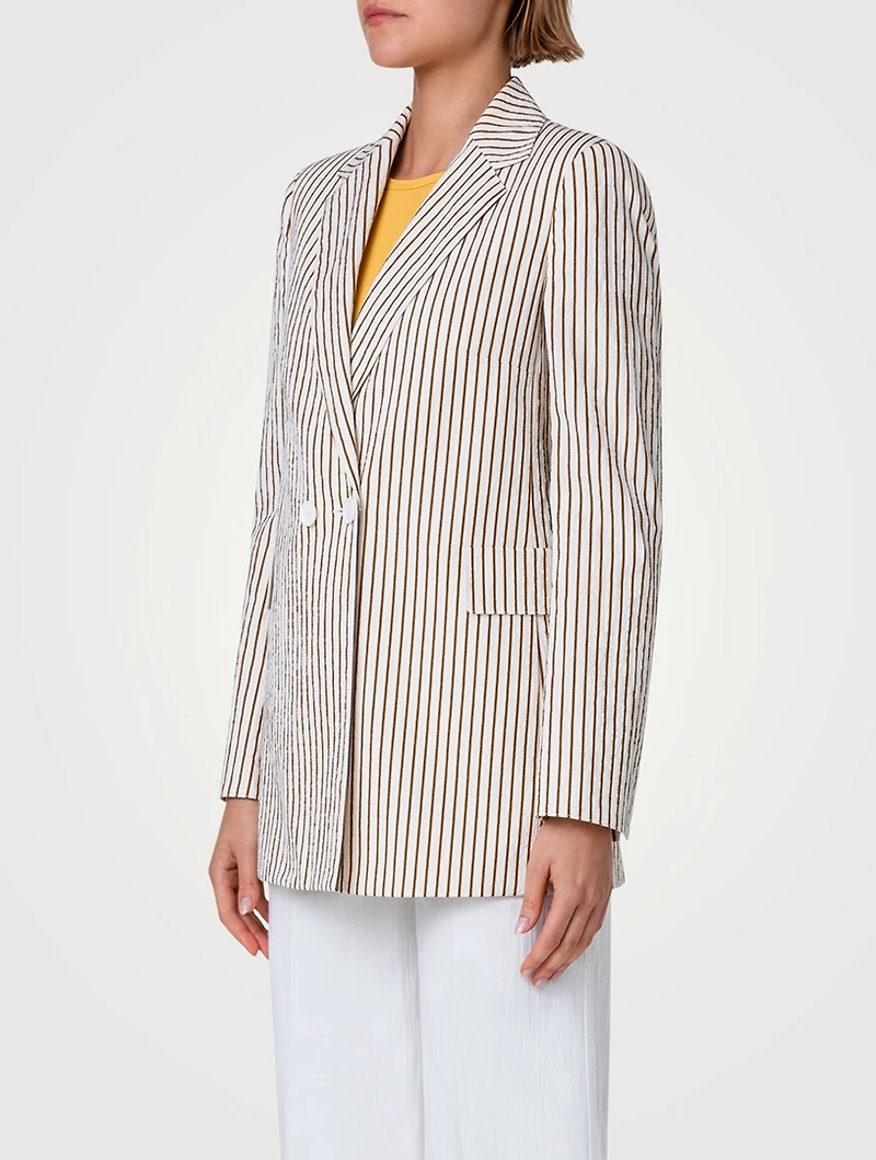 Seersucker Blazer Striped Print