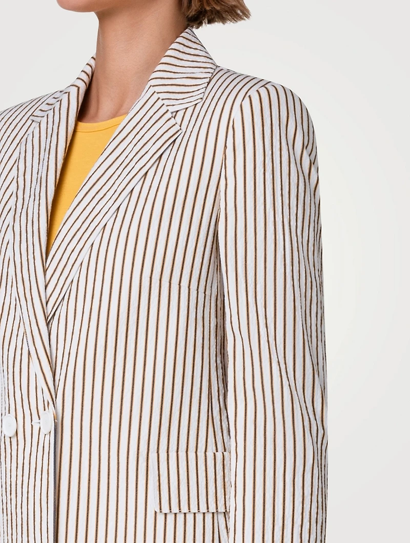 Seersucker Blazer Striped Print