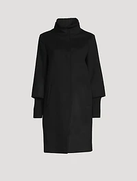 Wool Coat With Rib-Knit Trim
