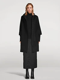 Wool Coat With Rib-Knit Trim