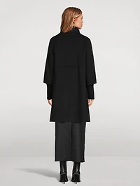 Wool Coat With Rib-Knit Trim
