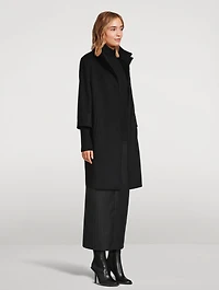 Wool Coat With Rib-Knit Trim