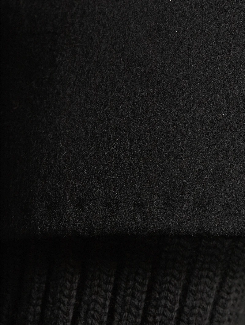 Wool Coat With Rib-Knit Trim