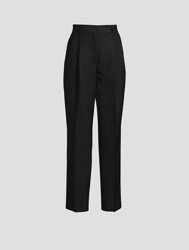 Double-Pleat Straight-Leg Trousers