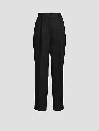Double-Pleat Straight-Leg Trousers