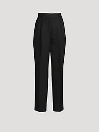 Double-Pleat Straight-Leg Trousers