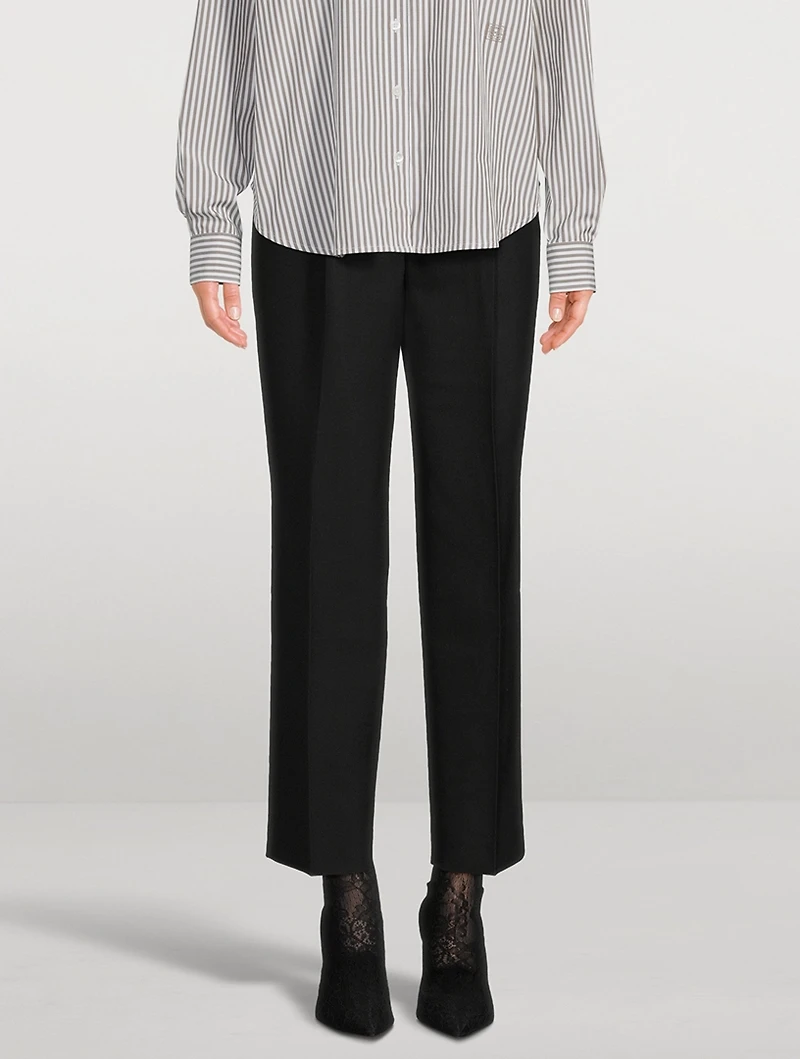 Double-Pleat Straight-Leg Trousers