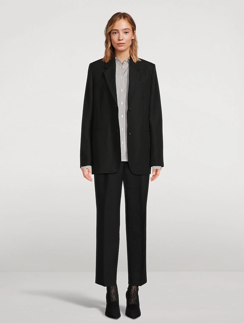 Double-Pleat Straight-Leg Trousers